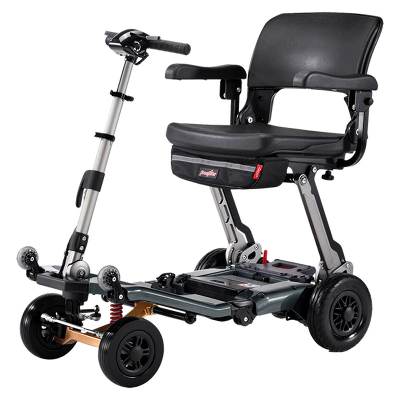 FreeRider Luggie Super Plus 4 mobility scooter – three-quarter view, Mineral Gray