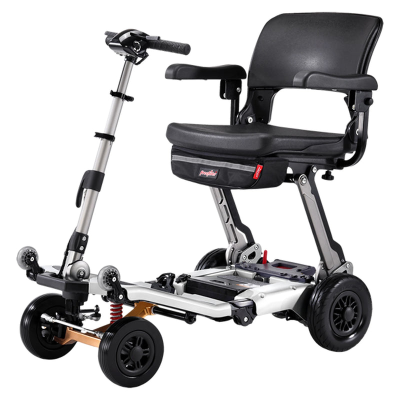 FreeRider Luggie Super Plus 4 mobility scooter – three-quarter view, Titanium Silver