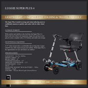 FreeRider Luggie Super Plus 4 mobility scooter – range booklet page with specifications