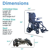 Journey Air Elite Max power chair – dimensions and folded size