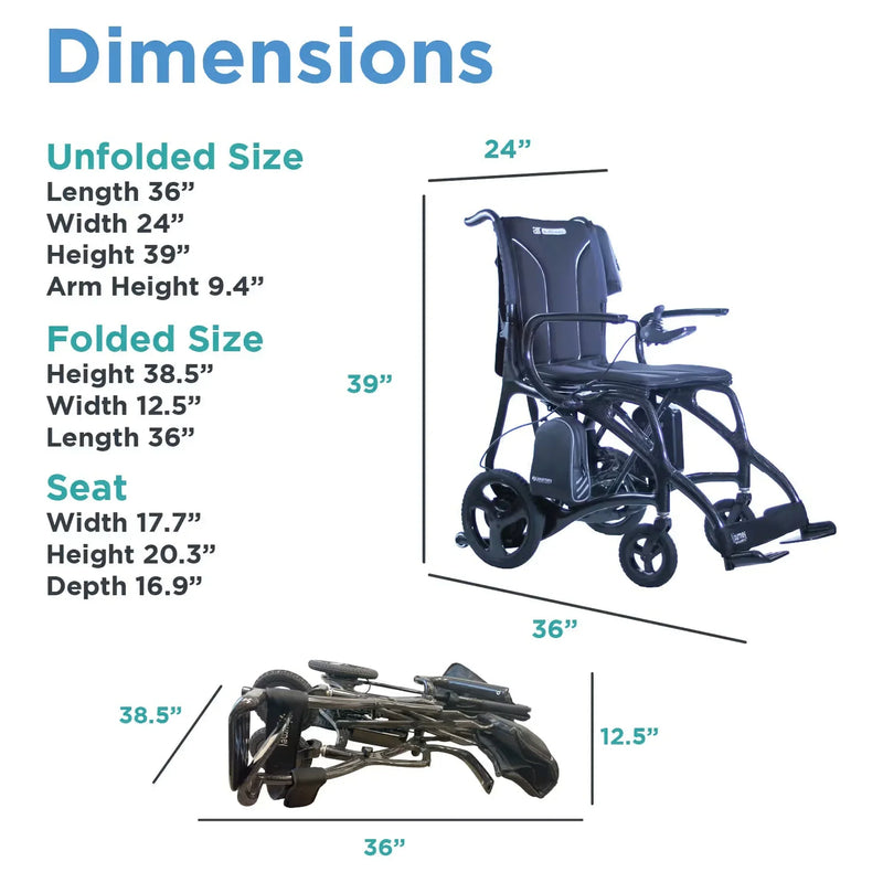 Journey Air Elite Max One power chair – dimensions and folded size