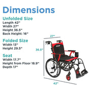 Journey So Lite C2 wheelchair – dimensions