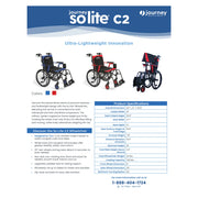 Journey So Lite C2 wheelchair – sell sheet with specifications