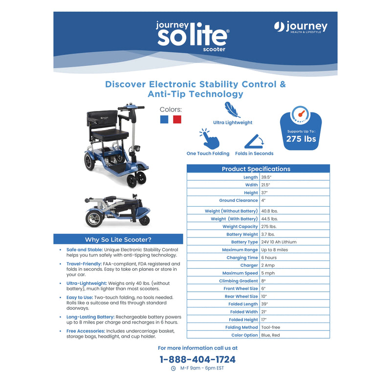 Journey So Lite scooter – sell sheet with specifications