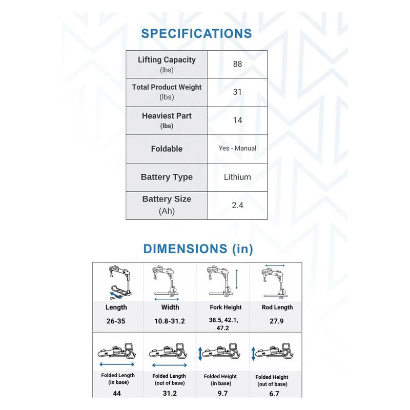 Monarch Mobility Atlas 4 car lift – specifications and dimensions