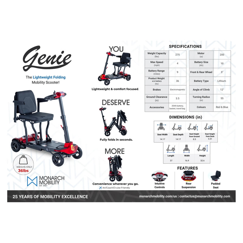 Monarch Mobility Genie mobility scooter – US sell sheet