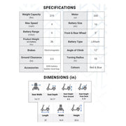 Monarch Mobility Genie mobility scooter – specifications and dimensions