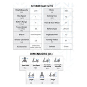 Monarch Mobility Smarti Plus mobility scooter – specifications and dimensions
