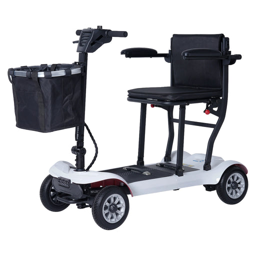 Paiseec D3 Lightweight Folding Mobility Scooter – White, three-quarter view