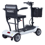 Paiseec D3 Lightweight Folding Mobility Scooter – White, rear three-quarter