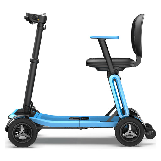 Paiseec L5 Ultra-Lightweight Folding Mobility Scooter – Blue, three-quarter view