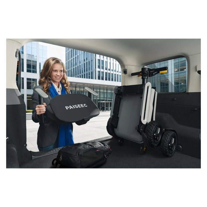 Paiseec L5 Ultra-Lightweight Folding Mobility Scooter – folded, being lifted into a car