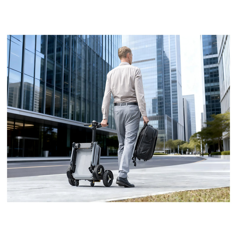 Paiseec L5 Ultra-Lightweight Folding Mobility Scooter – folded and wheeled like a suitcase