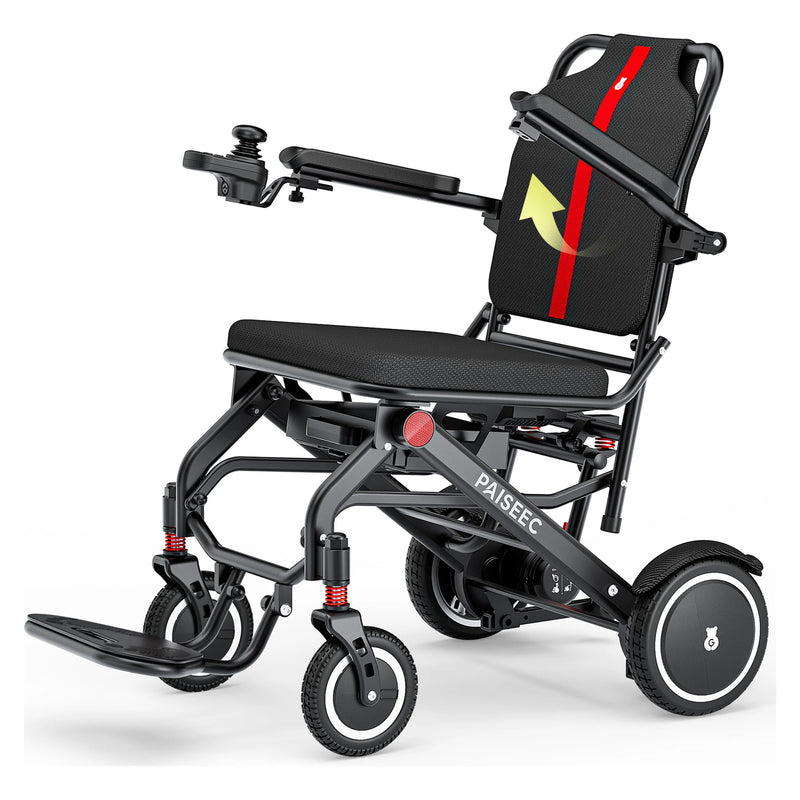 Paiseec Q3 Lightweight Folding Electric Wheelchair – with the backrest folding