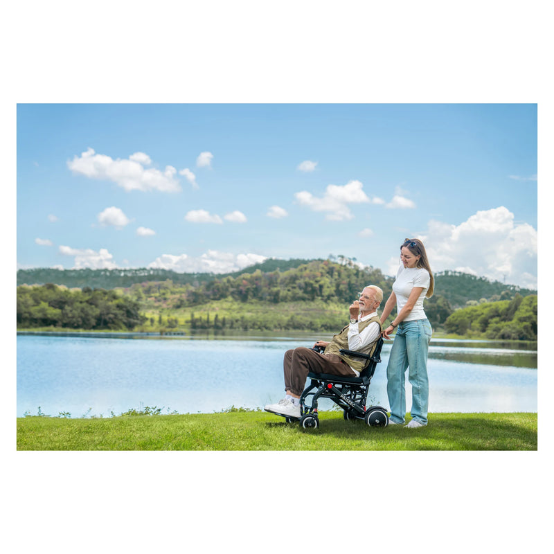 Paiseec Q3 Lightweight Folding Electric Wheelchair – by the lake