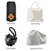 Included free with every Paiseec: the Dealer Accessory Pack (cane holder, canvas bag, cup holder, dust cover)