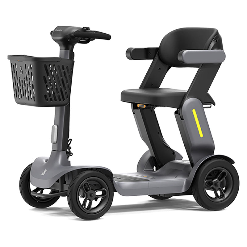 Paiseec S3 Folding All-Terrain Mobility Scooter – Gray, three-quarter view