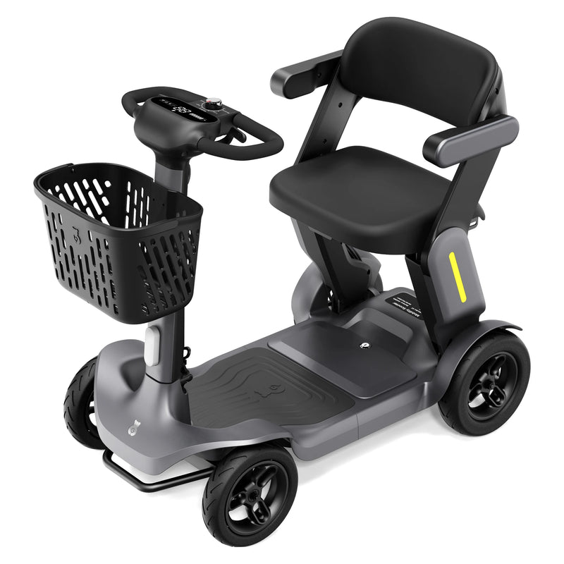 Paiseec S3 Folding All-Terrain Mobility Scooter – Gray, rear three-quarter