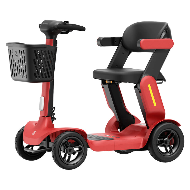 Paiseec S3 Folding All-Terrain Mobility Scooter – Red, three-quarter view