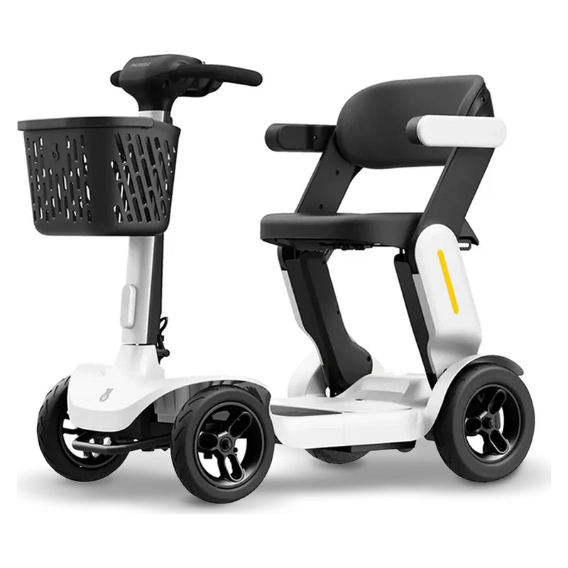 Paiseec S3 Folding All-Terrain Mobility Scooter – White, three-quarter view
