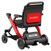 Paiseec W1 2-in-1 Folding Electric Wheelchair & Walking Aid – Red, rear three-quarter