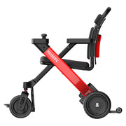 Paiseec W1 2-in-1 Folding Electric Wheelchair & Walking Aid – Red, side profile