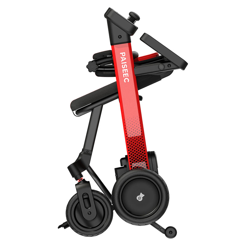 Paiseec W1 2-in-1 Folding Electric Wheelchair & Walking Aid – Red, folded
