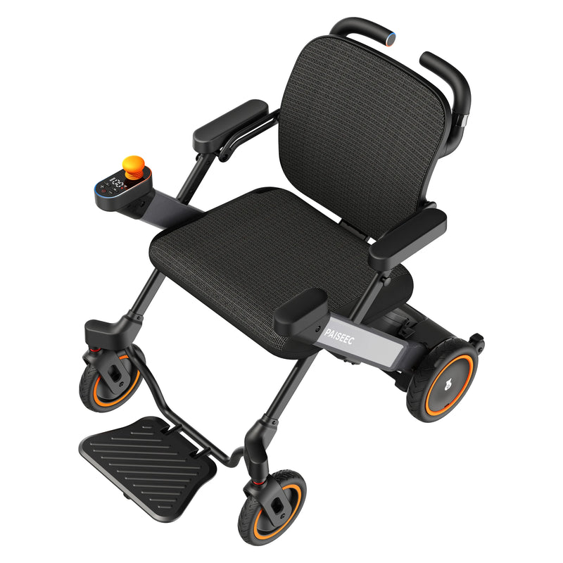 Paiseec W3 3-in-1 Electric Wheelchair, Power-Assist Rollator & Transport Chair – Gray, three-quarter view