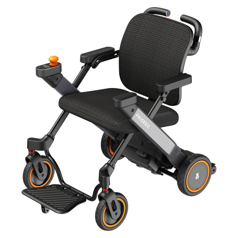 Paiseec W3 3-in-1 Electric Wheelchair, Power-Assist Rollator & Transport Chair – Gray, front three-quarter