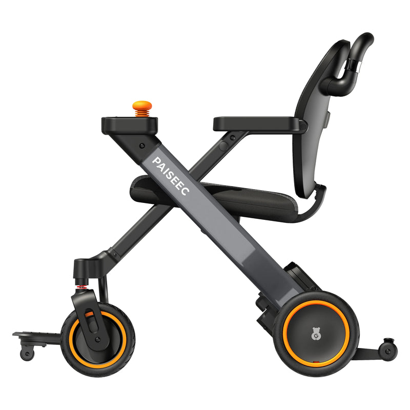 Paiseec W3 3-in-1 Electric Wheelchair, Power-Assist Rollator & Transport Chair – Gray, folded