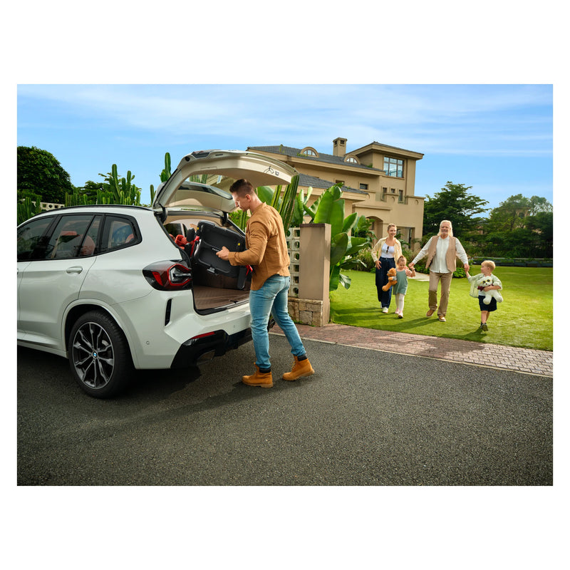 Paiseec W3 3-in-1 Electric Wheelchair, Power-Assist Rollator & Transport Chair – Red, folded into the car