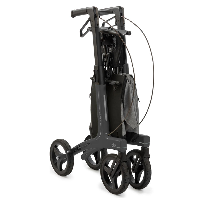 Rollz Air Carbon Fiber Rollator – Coal Black folded