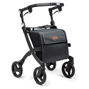Rollz Flex2 Folding Rollator with Shopping Bag – Matt Black with the shopping bag fitted
