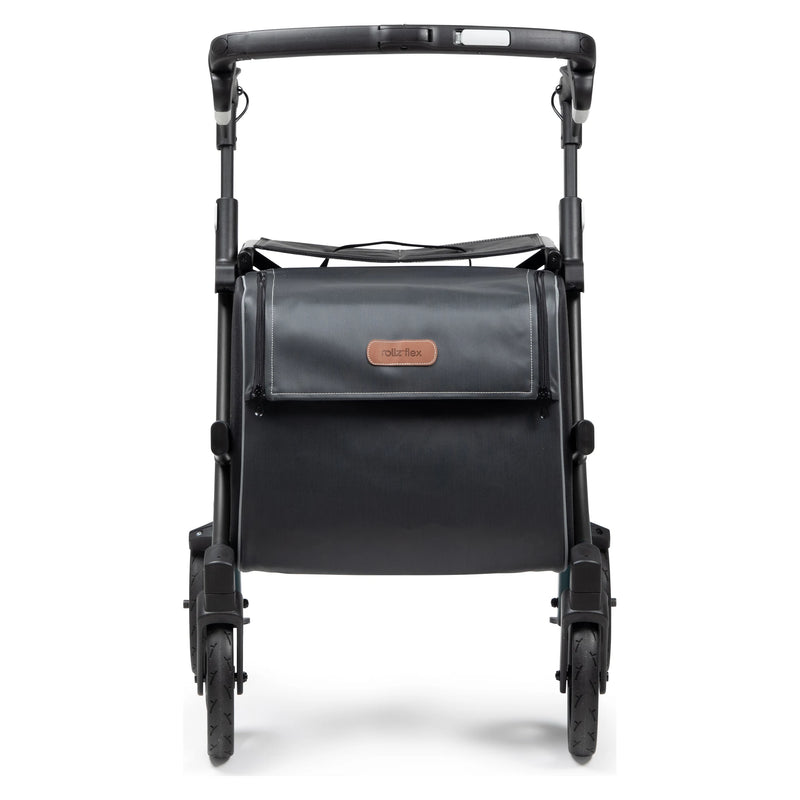 Rollz Flex2 Folding Rollator with Shopping Bag – Matt Black, front view