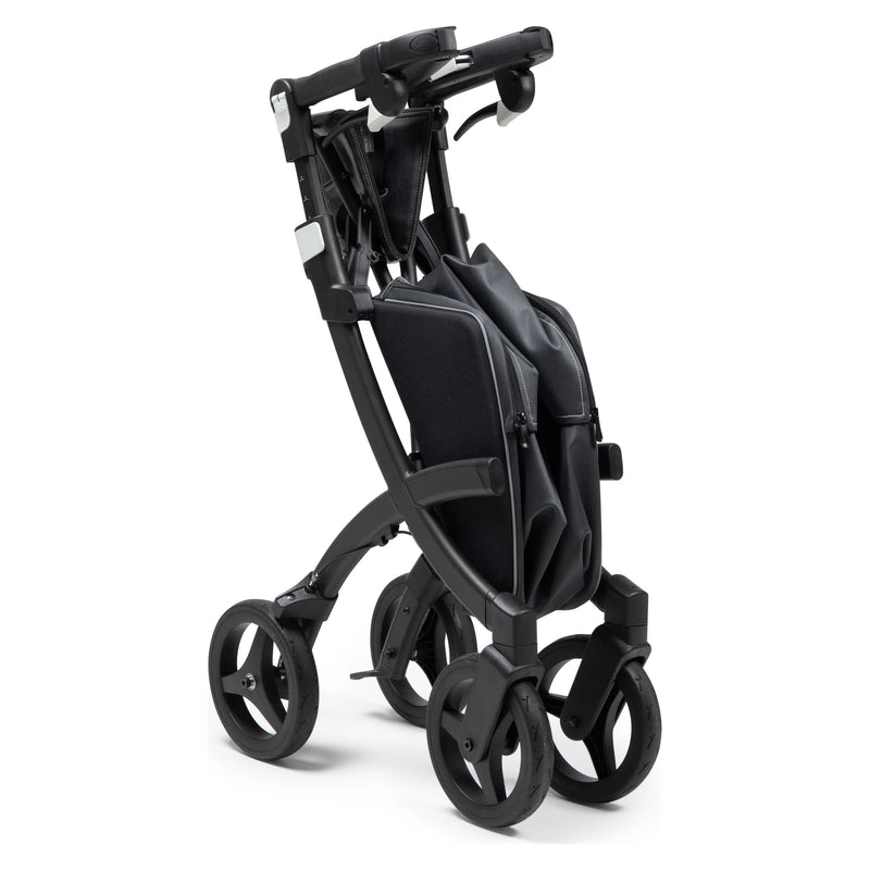 Rollz Flex2 Folding Rollator with Shopping Bag – Matt Black, folded