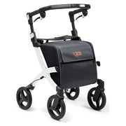 Rollz Flex2 Folding Rollator with Shopping Bag – Pebble White with the shopping bag fitted
