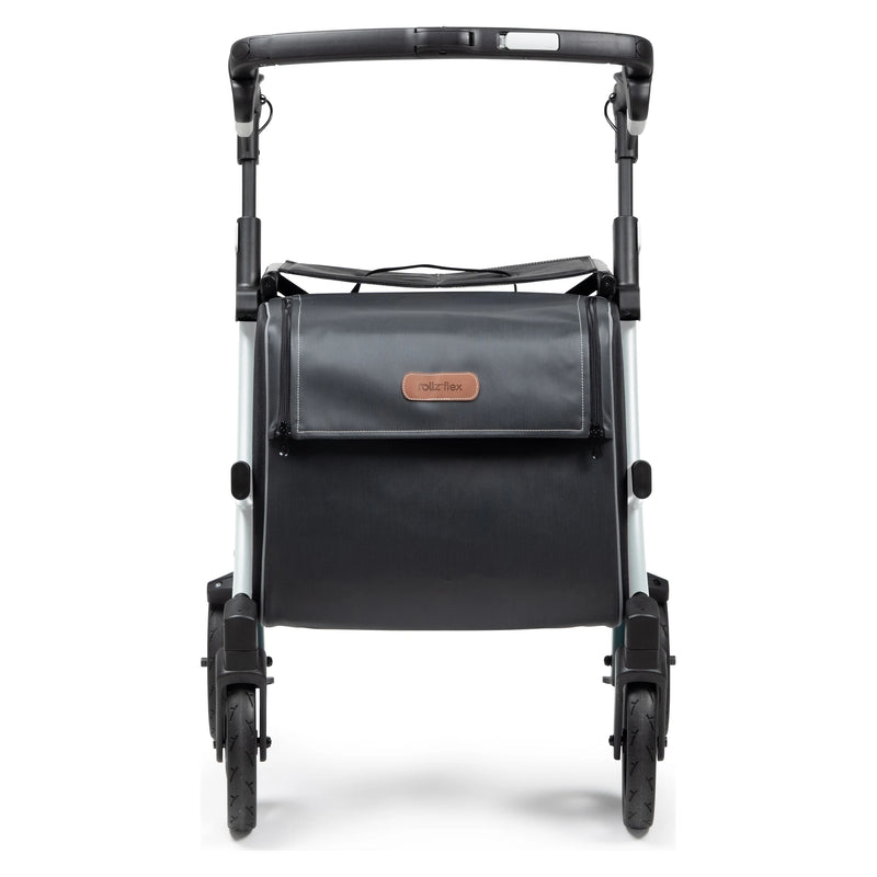 Rollz Flex2 Folding Rollator with Shopping Bag – Pebble White, front view
