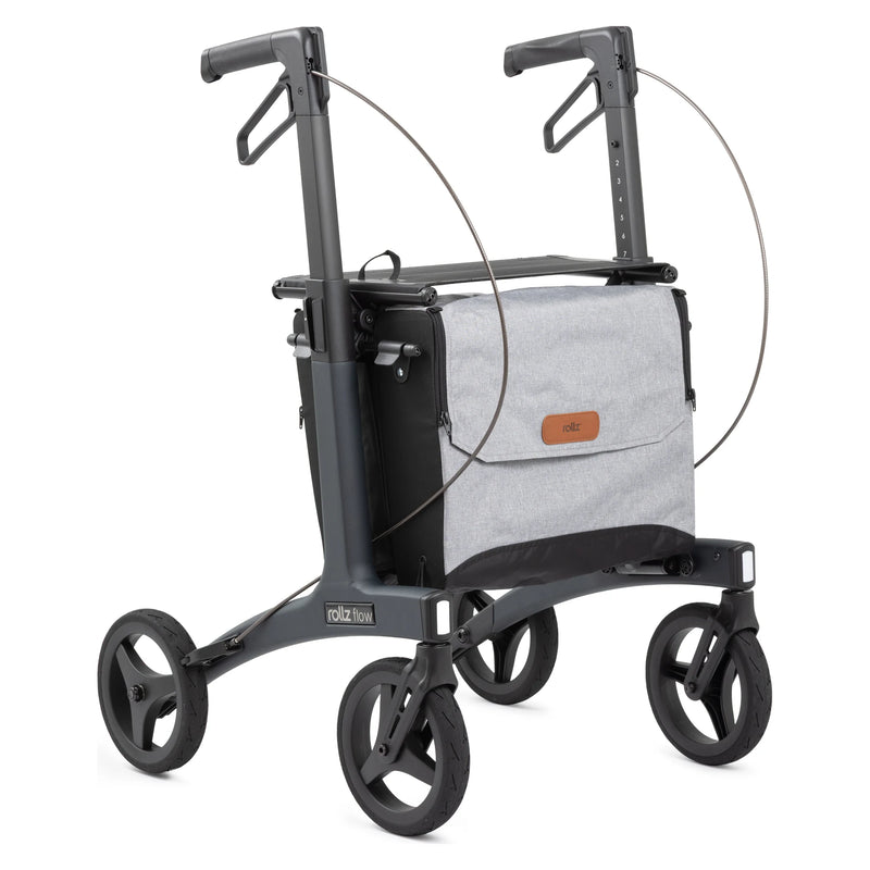Rollz Flow Aluminum Rollator with Seat – Granite Black, regular