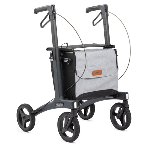 Rollz Flow Aluminum Rollator with Seat – Granite Black, regular