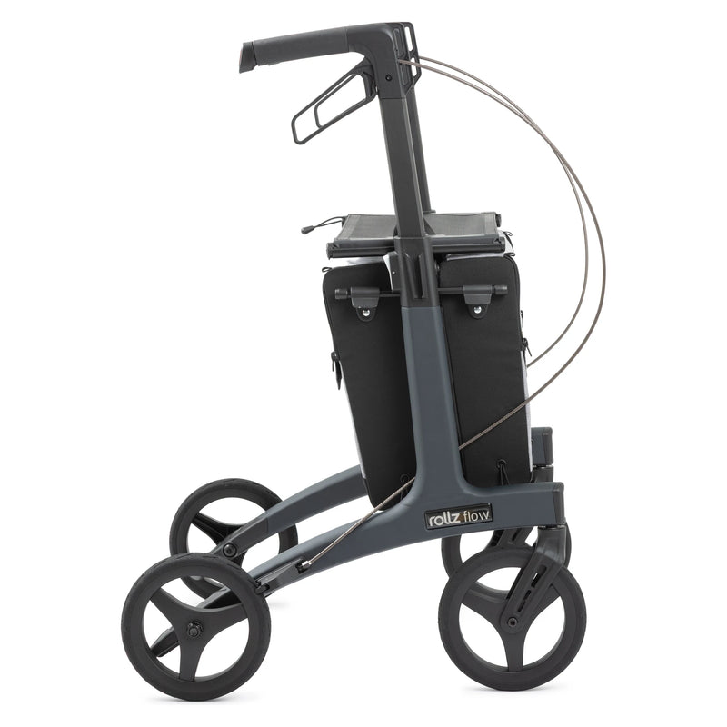 Rollz Flow Aluminum Rollator with Seat – Granite Black side profile