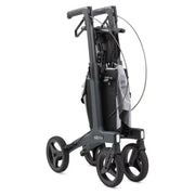 Rollz Flow Aluminum Rollator with Seat – Granite Black folded