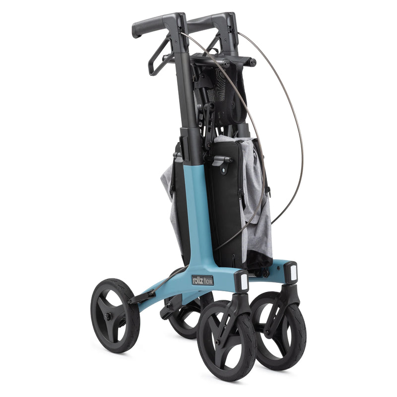 Rollz Flow Aluminum Rollator with Seat – Ocean Blue folded