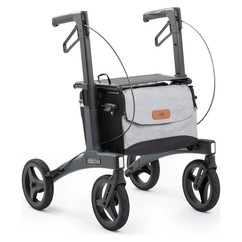 Rollz Flow Aluminum Rollator with Seat – Granite Black, small