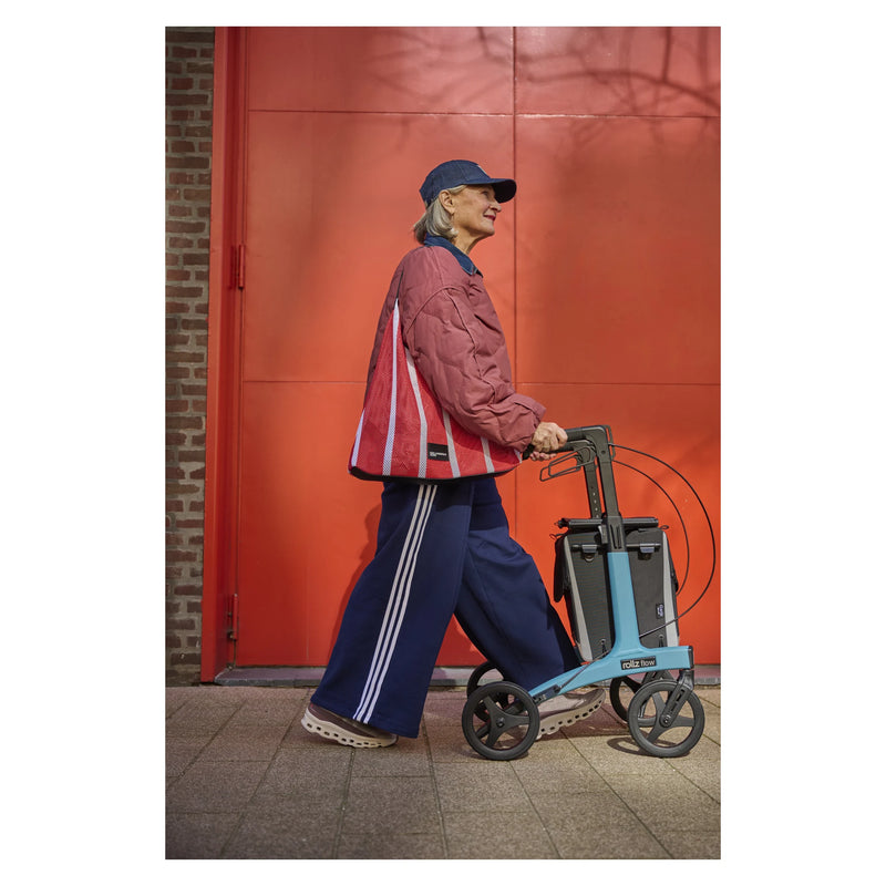 Rollz Flow Aluminum Rollator with Seat – out walking