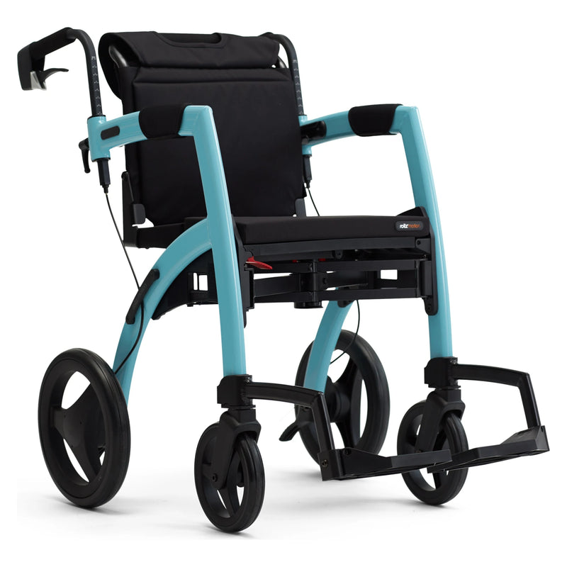 Rollz Motion2 Rollator & Transport Chair – Island Blue transport chair mode