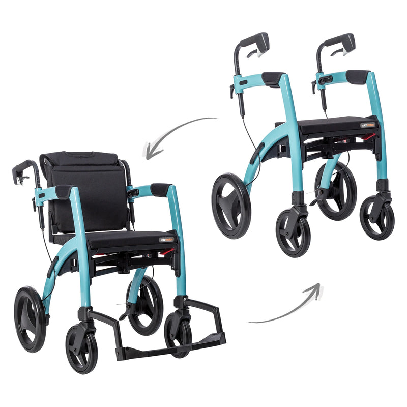 Rollz Motion2 Rollator & Transport Chair – both modes, Island Blue