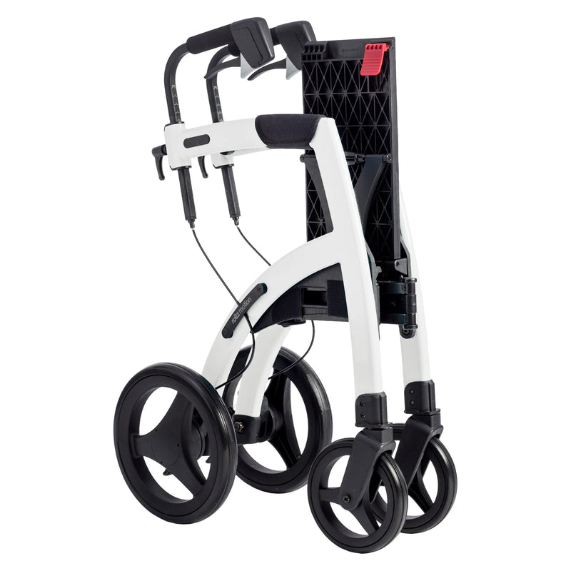 Rollz Motion2 Rollator & Transport Chair – Pebble White folded