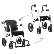 Rollz Motion2 Rollator & Transport Chair – both modes, Pebble White