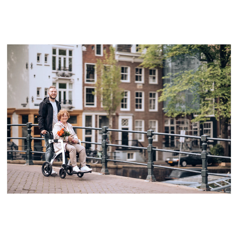 Rollz Motion2 Rollator & Transport Chair – being pushed as a transport chair