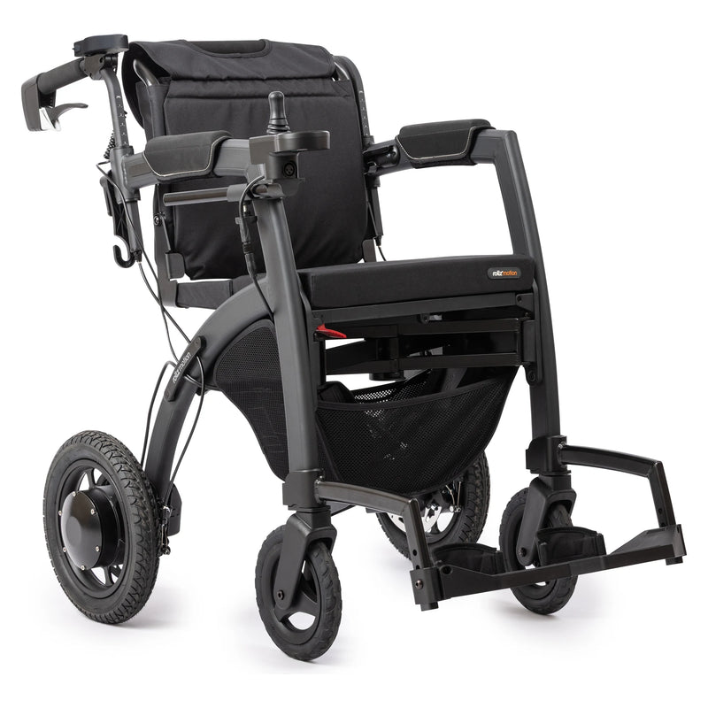 Rollz Motion Electric 2.0 Rollator & Power Wheelchair – powered wheelchair mode with footrests